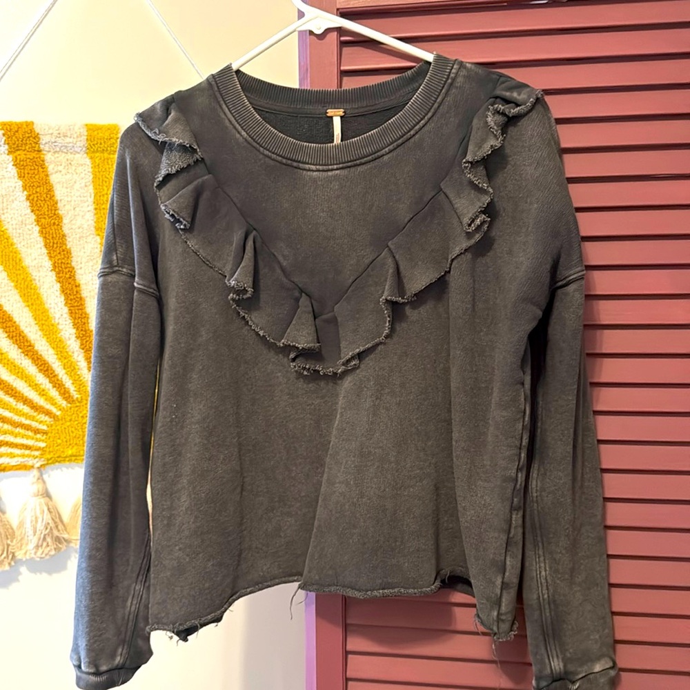 Free People raw edge ruffle sweatshirt